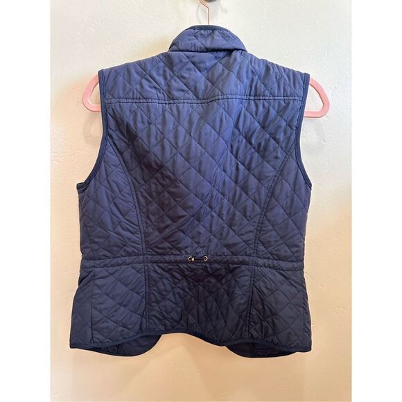 ZARA Basic Navy Blue Quilted Vest With Gold Zipper and Buttons Size Medium - Picture 5 of 5